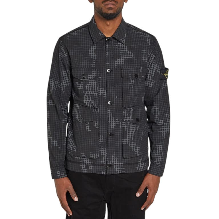 112E3 Ripstop Grid Camo Shirt Jacket Black SI0200-BK