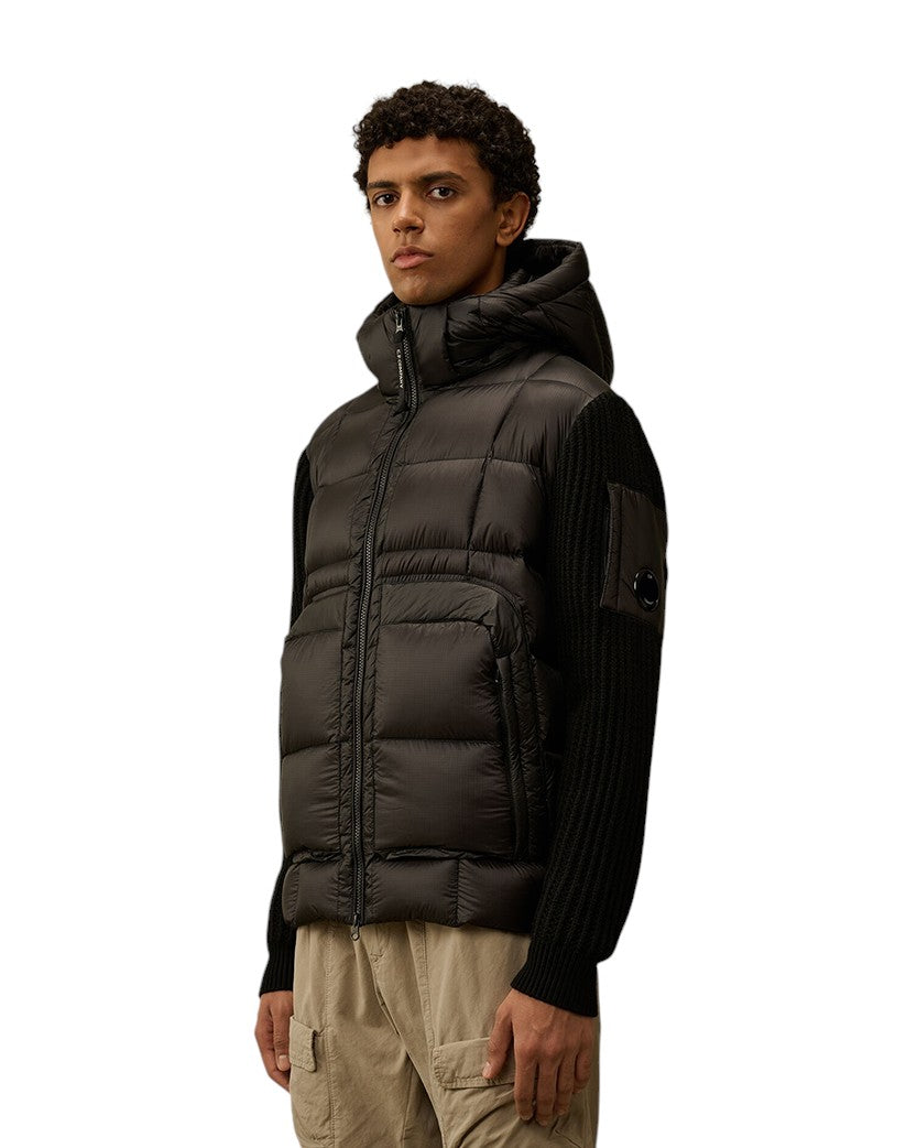 C.P. Company Merino Wool Padded Hybrid Hood Jacket Black