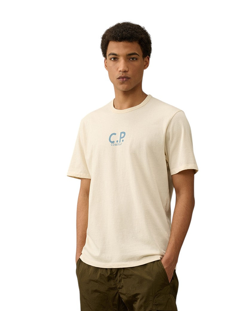 C.P. Company Natural Jersey T-Shirt Blue Logo