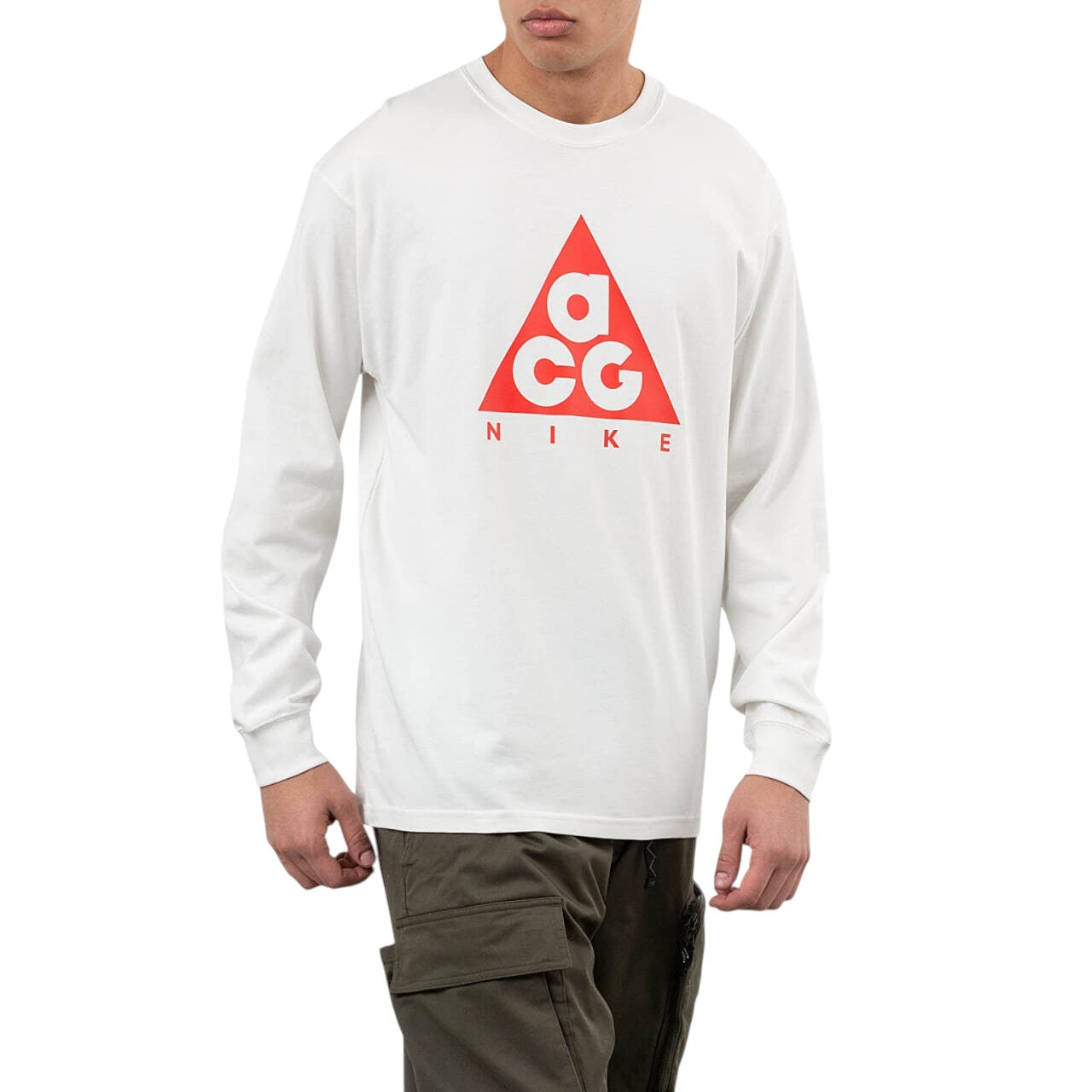 Nike ACG Long Sleeve Logo Tee White - Red Logo