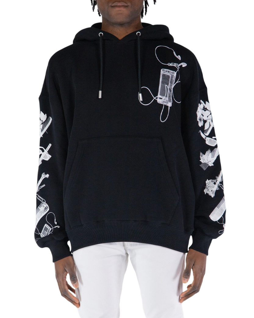 Off-White Scan Arrow Cotton Hoodie Black