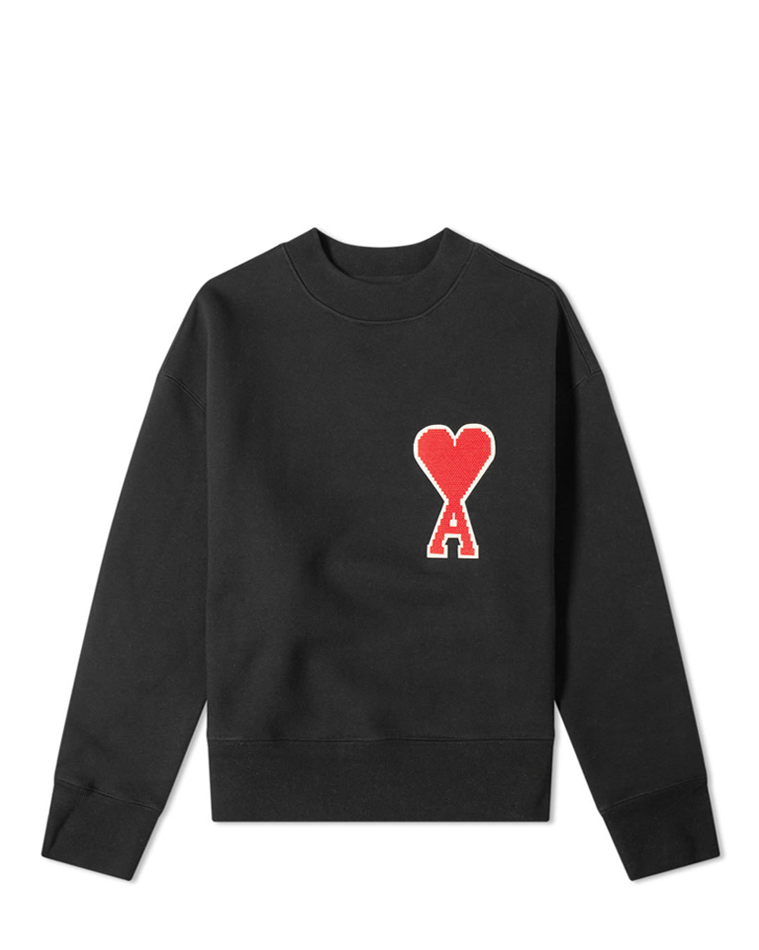 AMI Paris oversize Ami de Coeur patch sweatshirt Black Red Heart