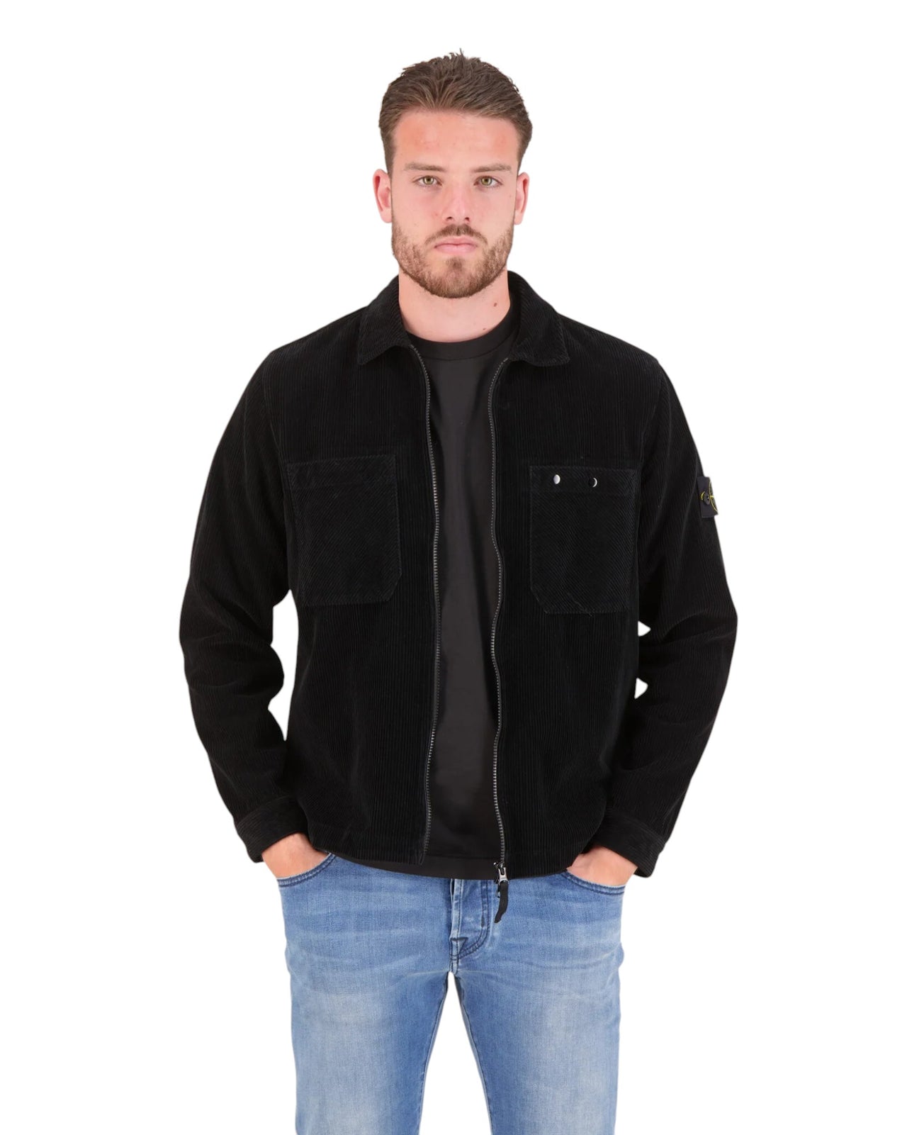 11604 Organic Cotton Corduroy Overshirt Black SI0248-BK