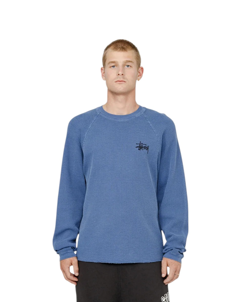 Лонгслів STUSSY Basic Stock Long Sleeve Thermal Blue - UNIFORM