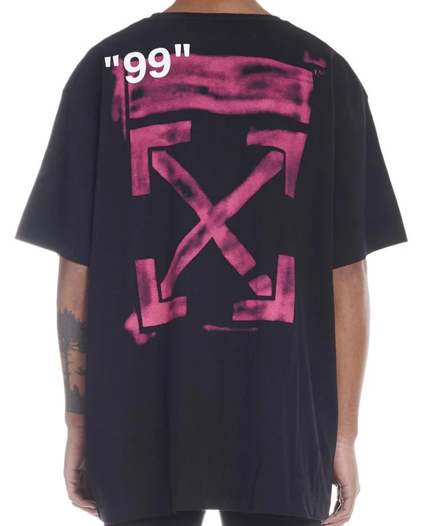 Off-White Pink Impressionism Stencil Arrows Oversized T-Shirt Black