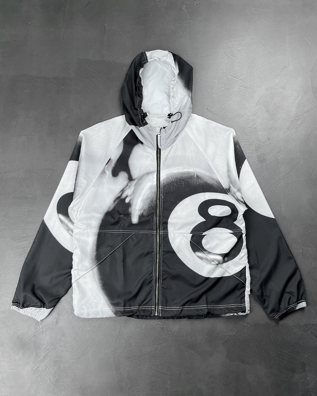 STUSSY 8 BALL BEACH SHELL JACKET GRAYSCALE - UNIFORM