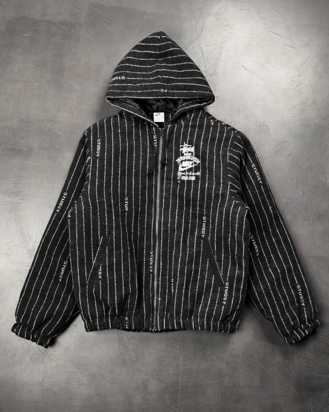 Nike x Stussy Stripe Wool Jacket Black - UNIFORM