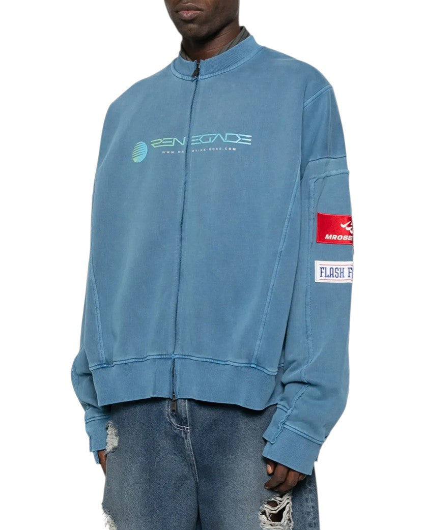 Martine Rose Zip Up Panelled Sweatshirt Blue
