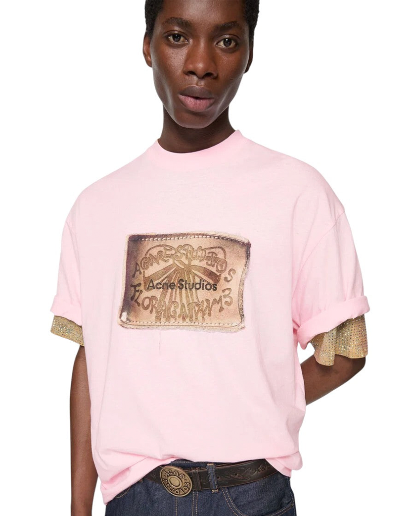 Acne Studios Floragatan 13 Logo T-Shirt Baby Pink