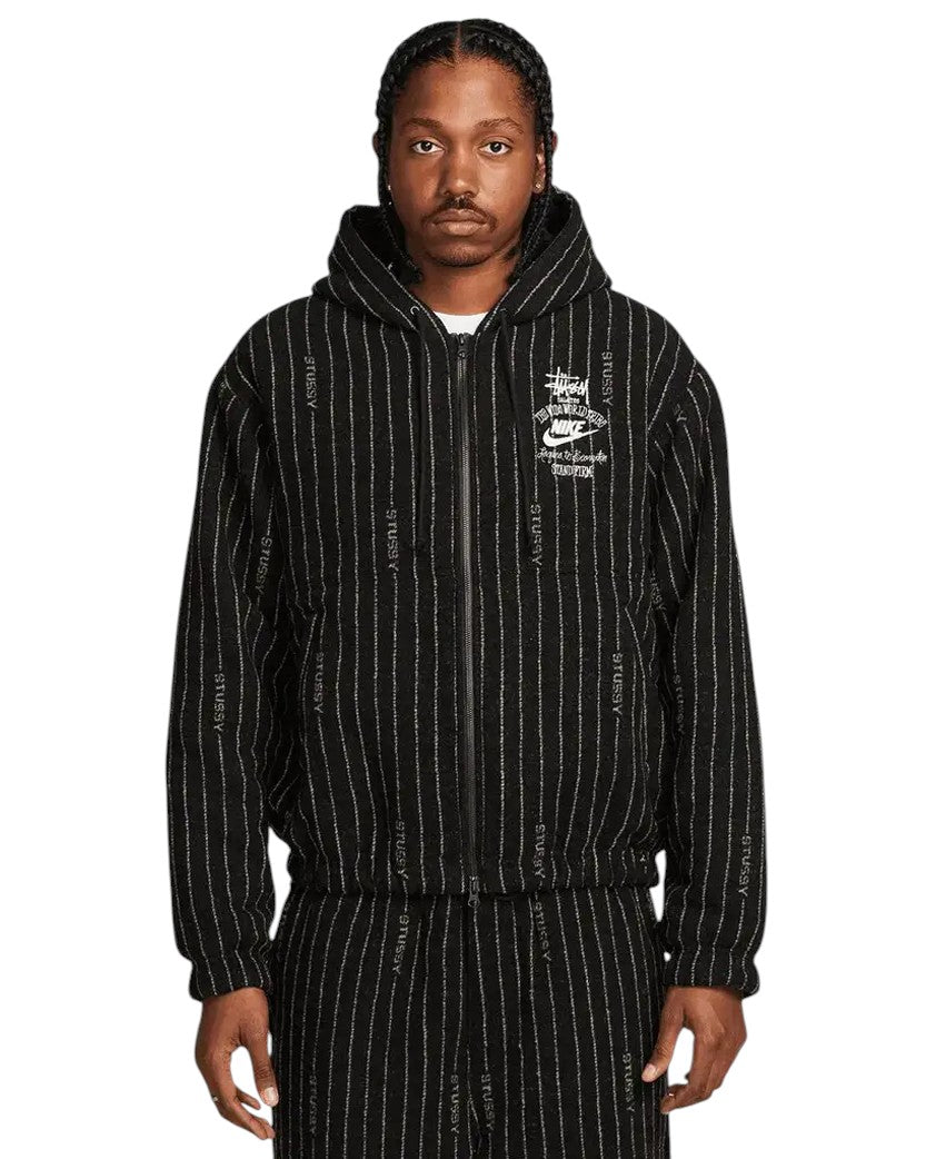 さ*ん様 Stussy x Nike Striped Wool Jacket X Nike x Stussy Stripe Wool Jacket Black - UNIFORM