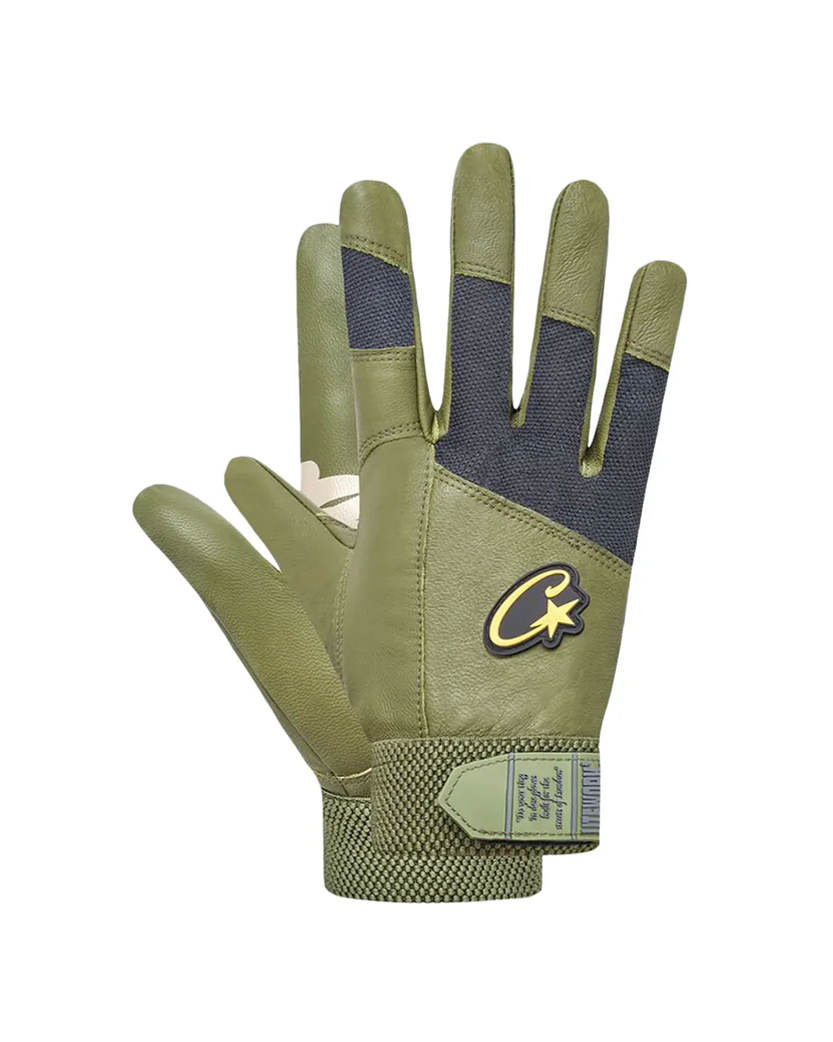 Corteiz Leather Gloves Gutta Green