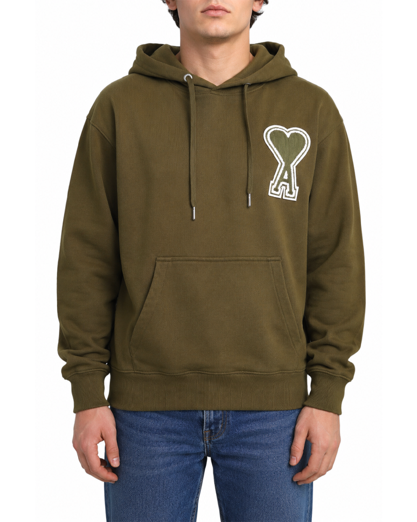 AMI Paris Oversize Ami de Coeur hoodie Olive