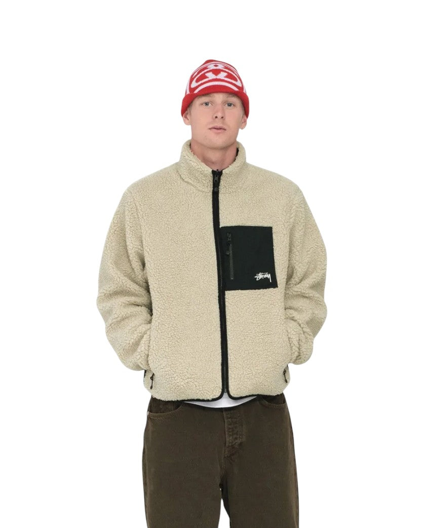 STUSSY 8 BALL SHERPA JACKET NATURAL - UNIFORM