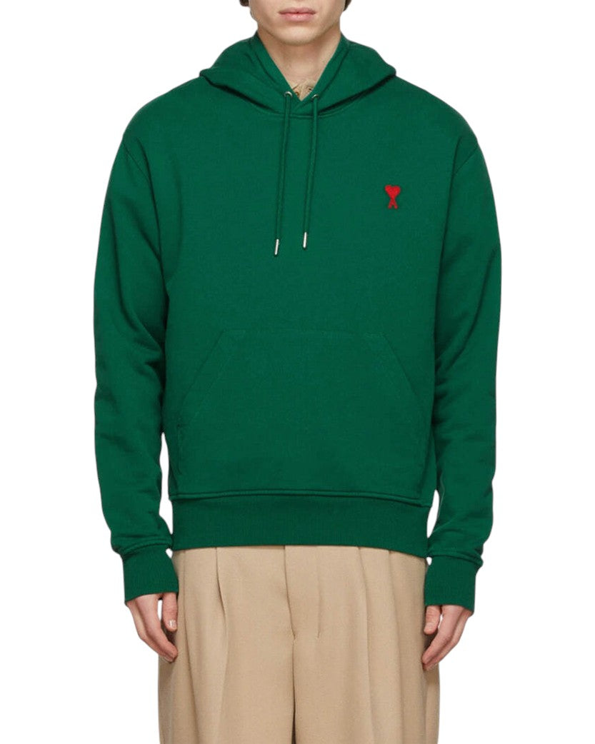 AMI Paris Ami de Coeur Small Heart Logo Hoodie Green