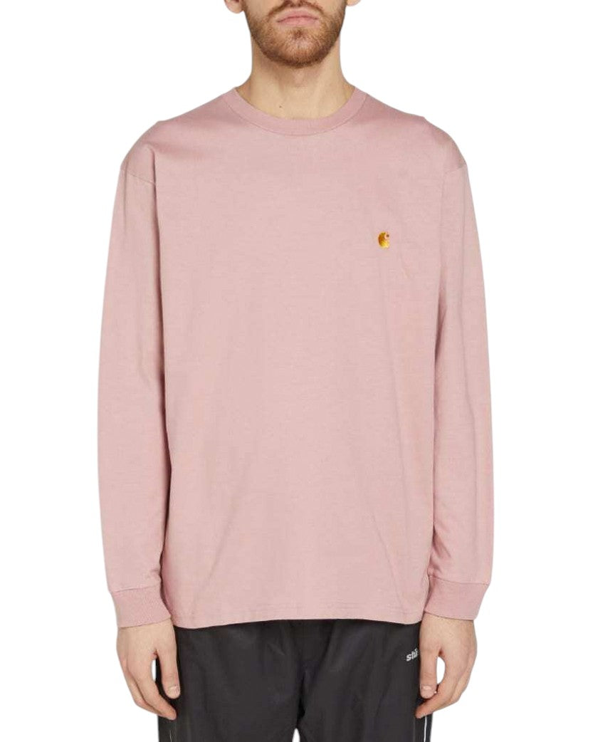 Carhartt WIP Chase Golden Logo Long Sleeve Pink