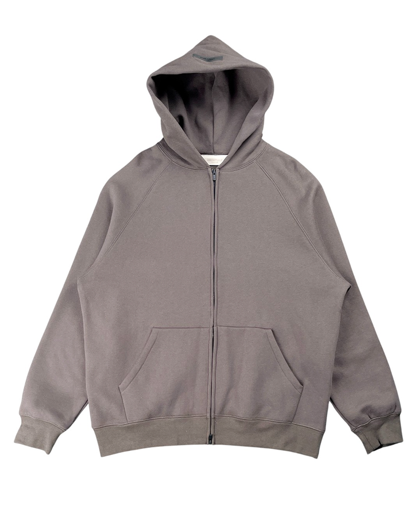 Fear Of God Essentials Logo-Flocked Zip-Up Hoodie Dark Brown