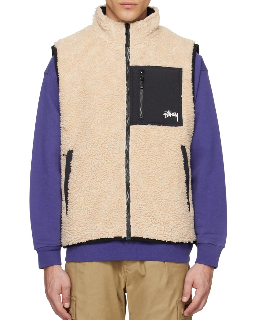 STUSSY Sherpa Reversible Vest Beige