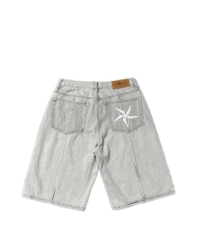 Corteiz C-Star Denim Shorts Grey