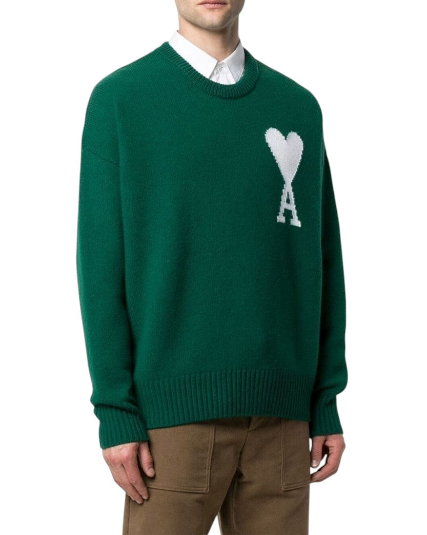 AMI Paris Ami De Coeur Oversize Sweater Green