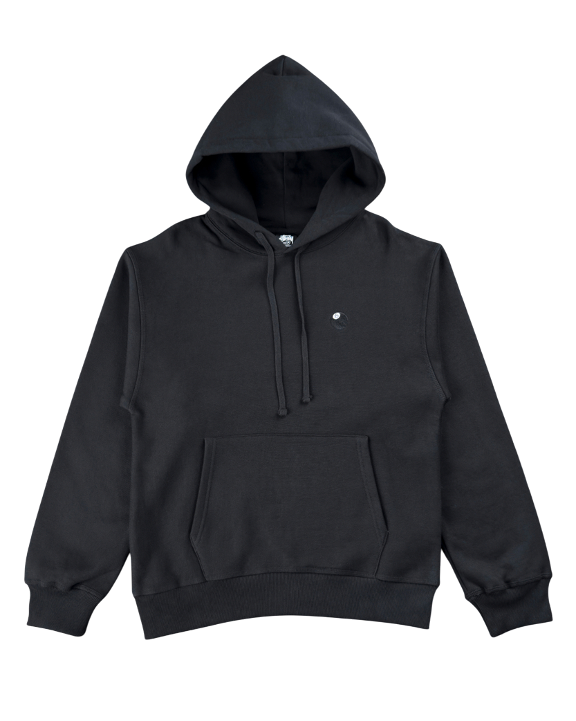 STUSSY 8 BALL EMBROIDERED HOODIE BLACK