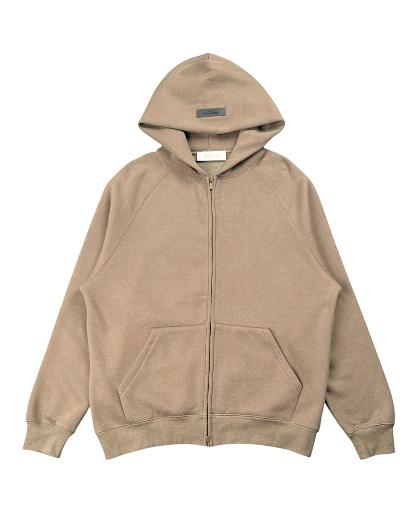 Fear Of God Essentials Logo-Flocked Zip-Up Hoodie Tobacco