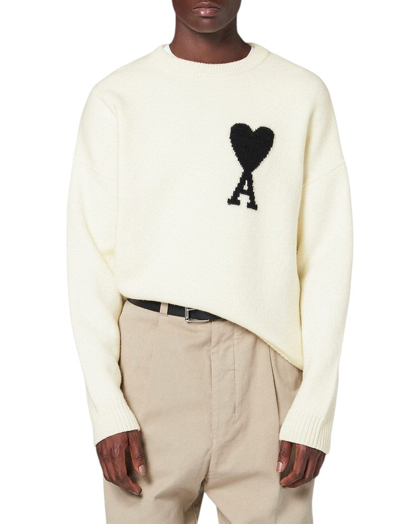 AMI Paris Ami De Coeur Oversize Sweater Off White