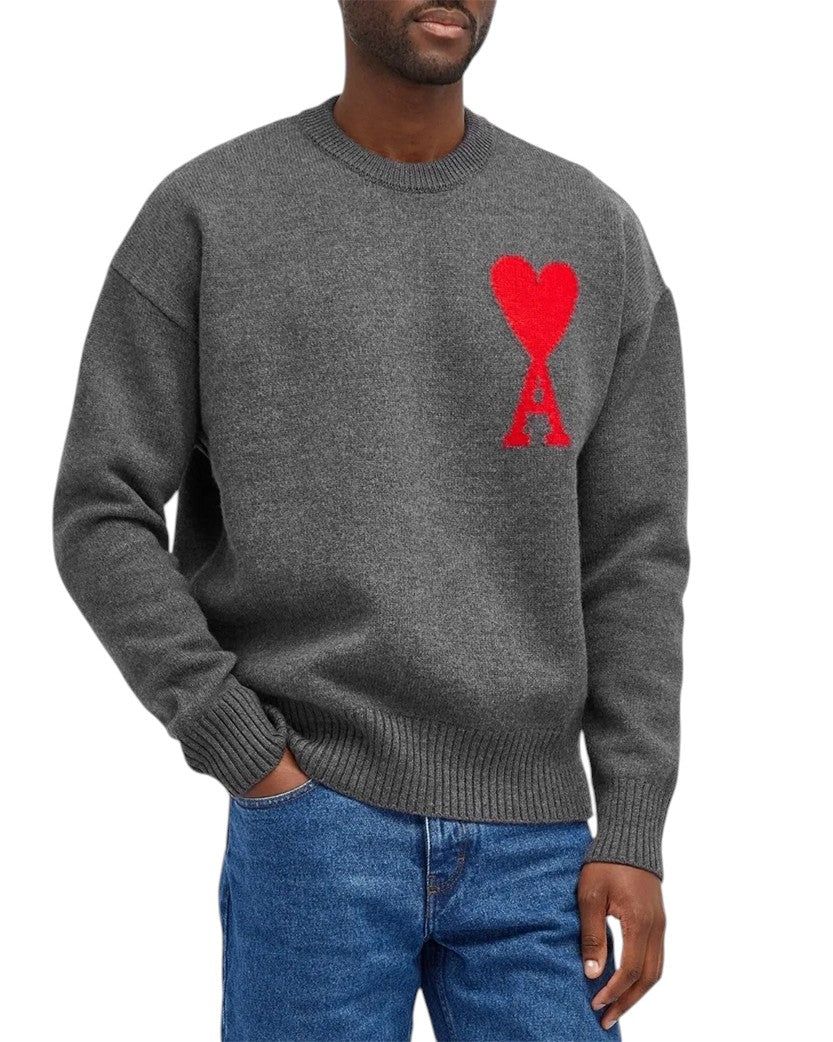 AMI Paris Ami De Coeur Oversize Sweater Grey