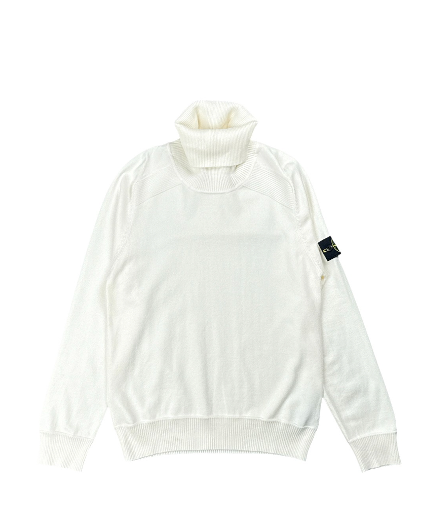 Winter Cotton Roll Neck Knit Sweater White SI0159-WT