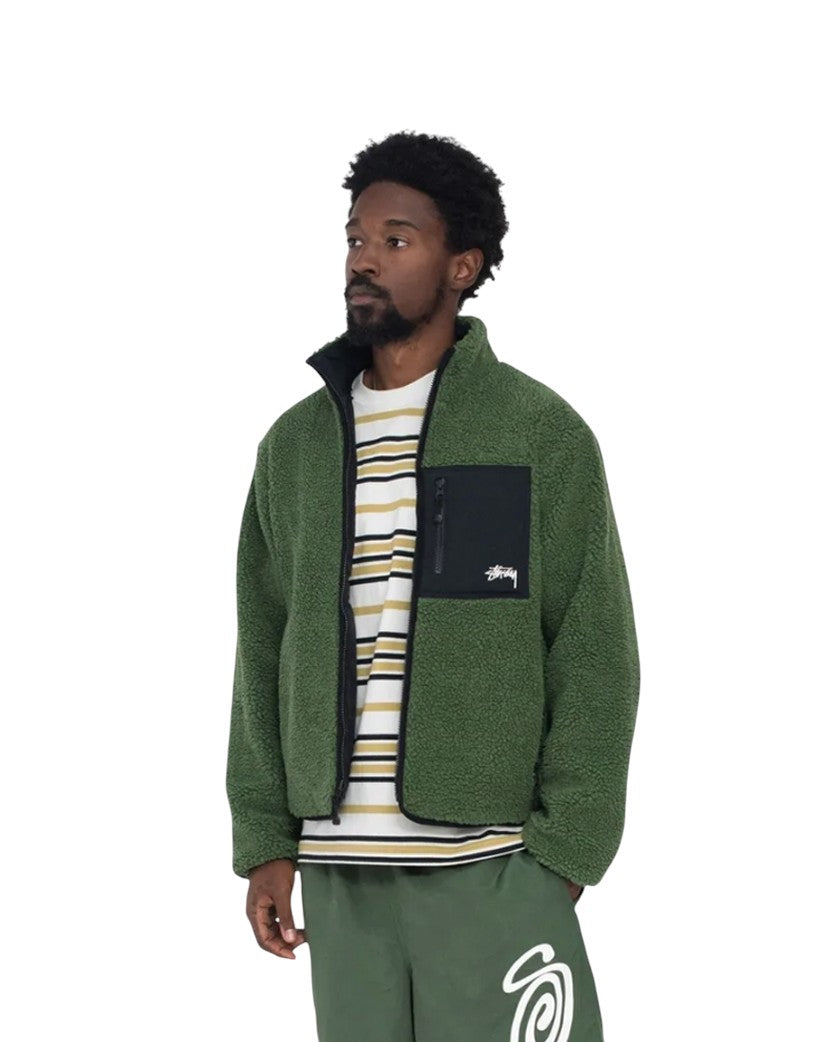 STUSSY 8 BALL SHERPA JACKET GREEN - UNIFORM