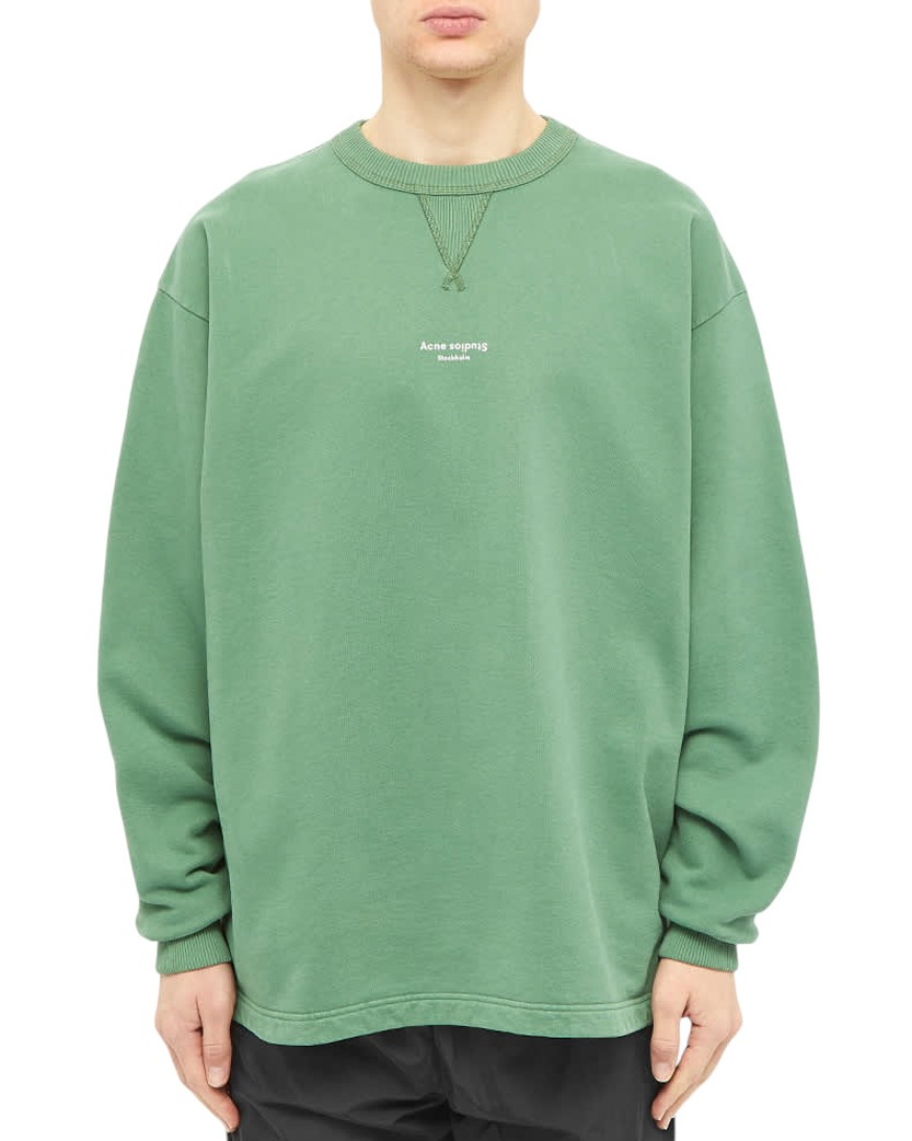 Світшот Acne Studios Reverse Fin Stamp Logo Sweatshirt Green - UNIFORM