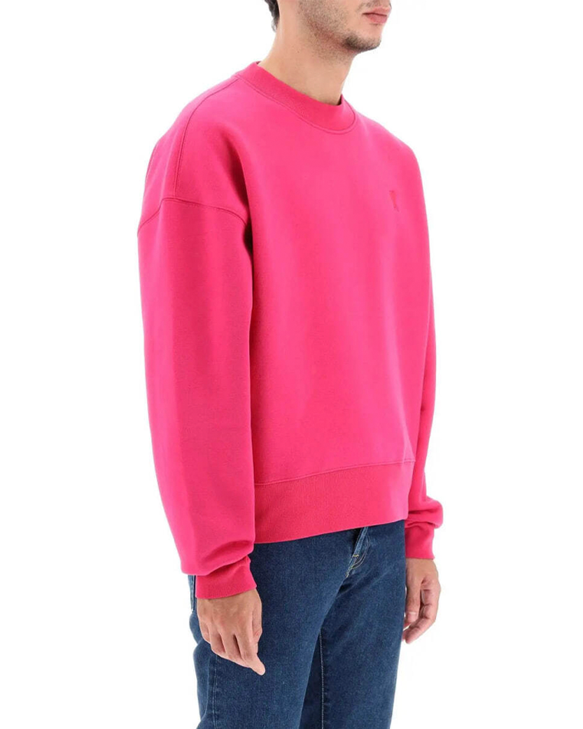 AMI Paris Oversized Cotton Fleece Sweatshirt Fuchsia