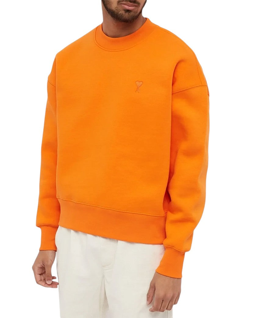 AMI Paris Oversized Cotton Fleece Sweatshirt Orange