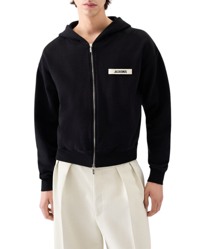 Jacquemus Gros Grain Zipped Hoodie Black