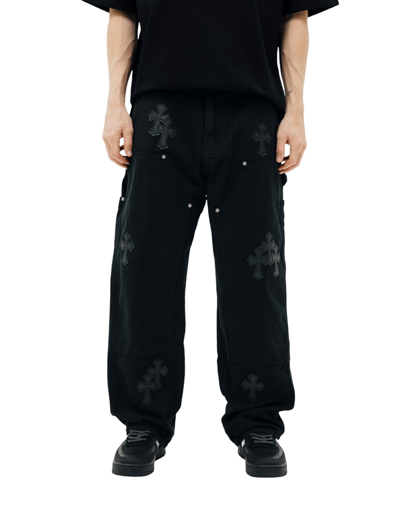 Chrome Hearts Double Knee Jeans Black CH126-BK