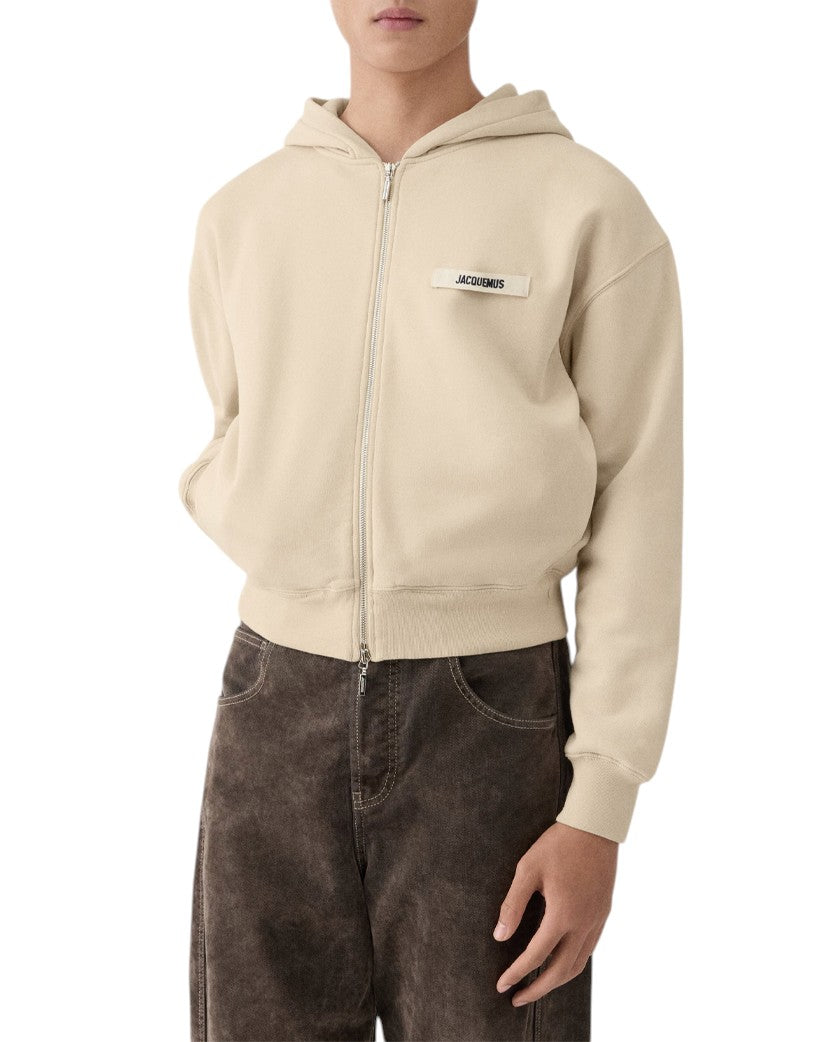 Jacquemus Gros Grain Zipped Hoodie Beige