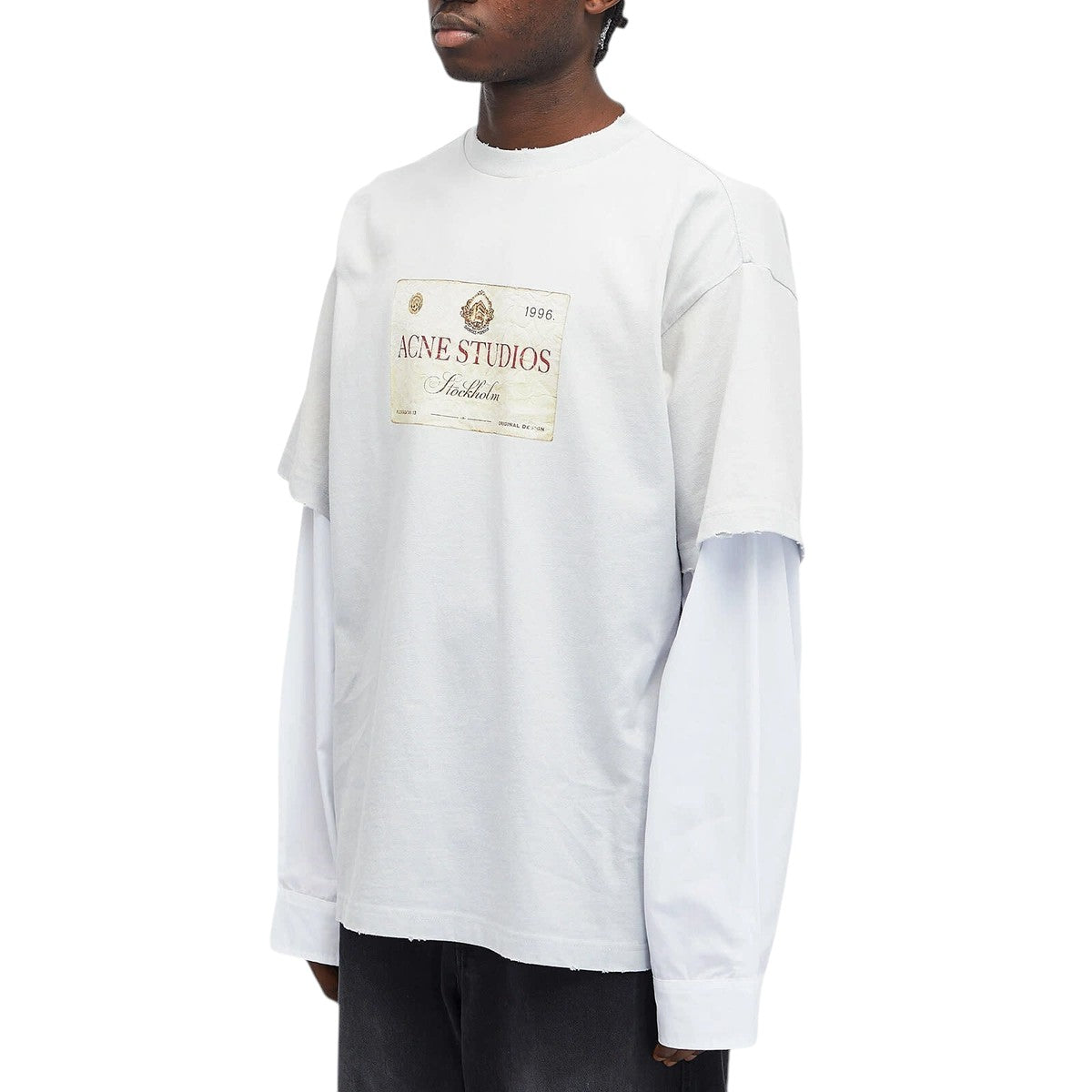 Acne Studios Edra Double U Champagne T-Shirt Light Grey