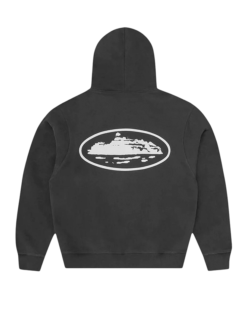 Худі Corteiz RTW Island Puff Print Zip Up Hoodie Black - UNIFORM