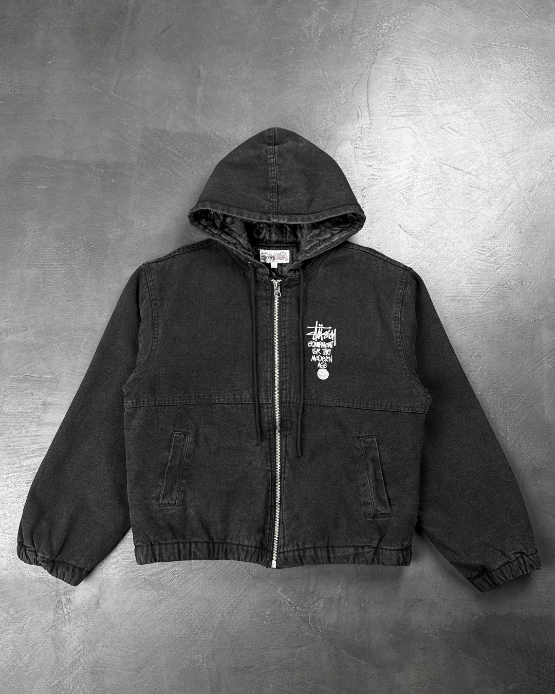 STUSSY Canvas Insulated Work Jacket Black - UNIFORM