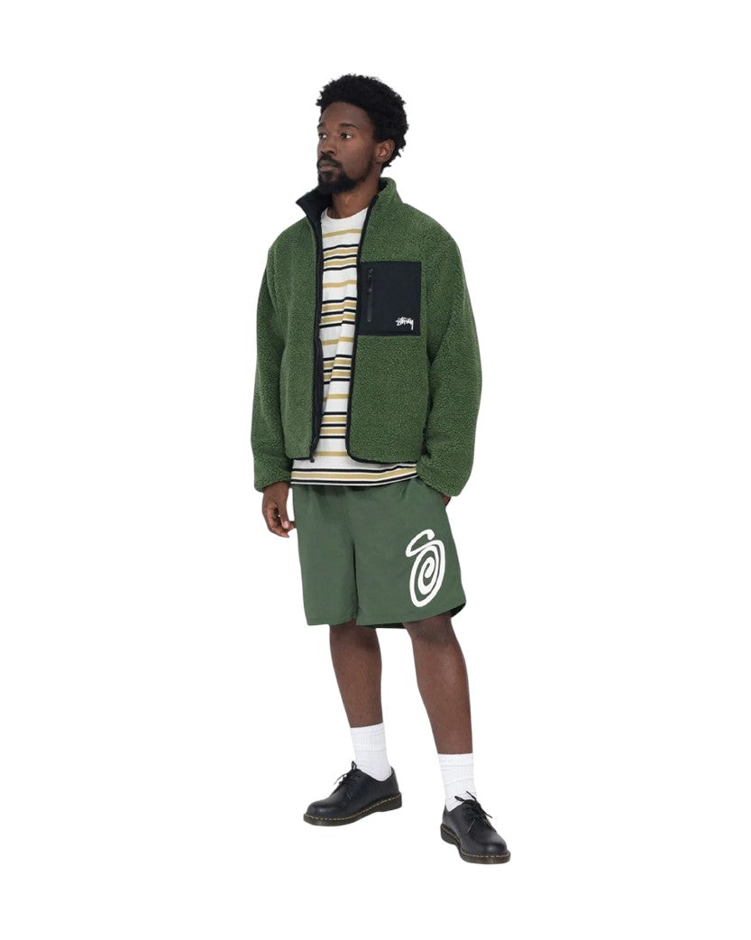 STUSSY 8 BALL SHERPA JACKET GREEN - UNIFORM