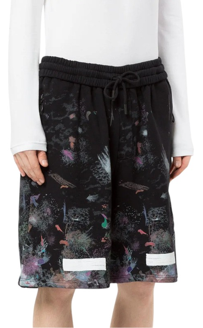 Off-White Black Galaxy Brushed Diagonals Sweatshorts Black