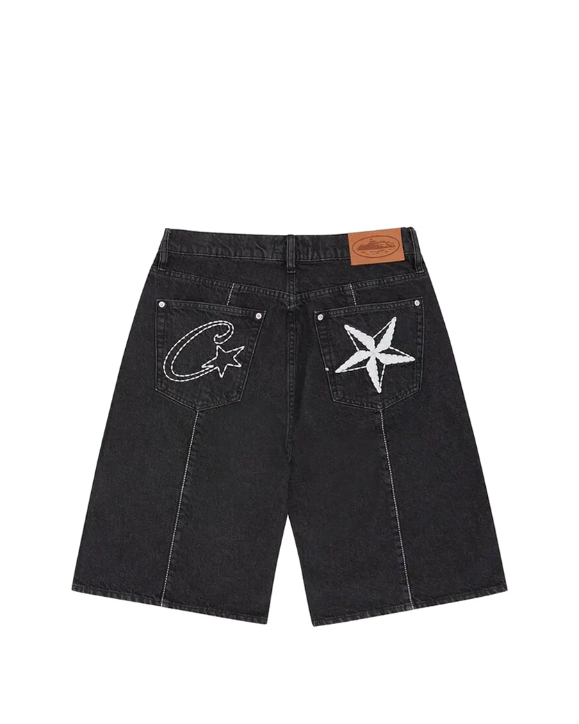 Corteiz C-Star Denim Shorts Black