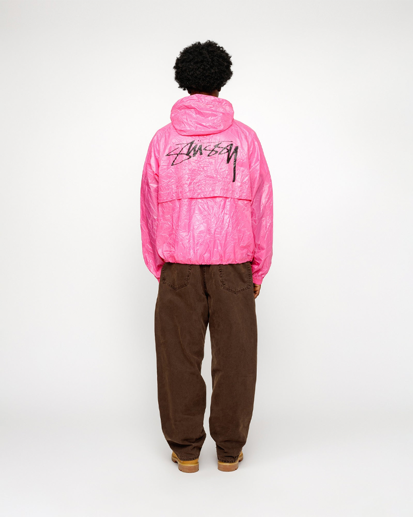 STUSSY Wrinkled Nylon Beach Shell Jacket Pink - UNIFORM