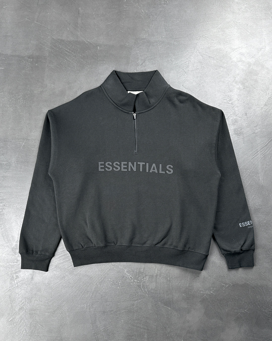 Fear of god essentials front logo half zip sweat new arrivals