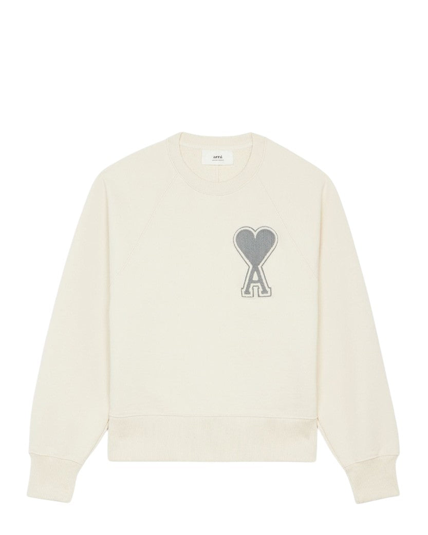 AMI Paris oversize Ami de Coeur patch sweatshirt Beige