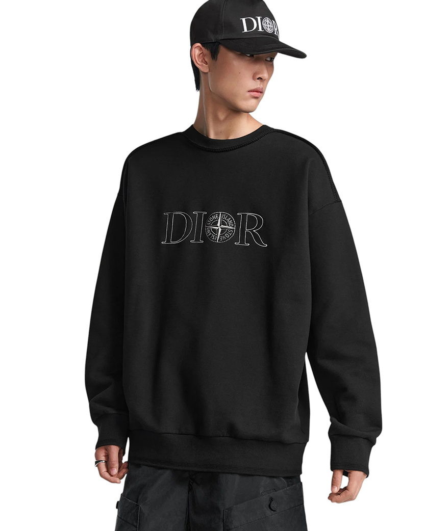 Stone Island x Dior Cotton Fleece Sweatshirt Black SI0229-BK