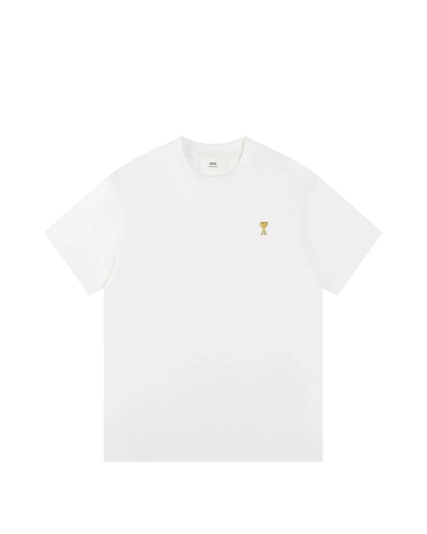 AMI Paris Ami De Coeur Gold Small Heart T-Shirt White