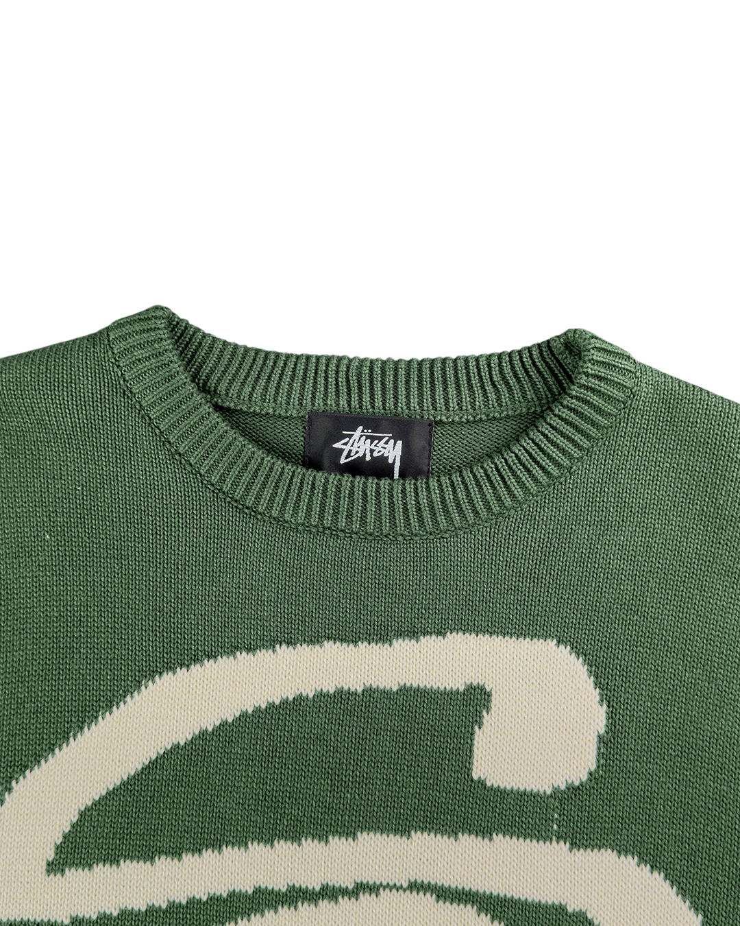 STUSSY Curly S Sweater Green - UNIFORM