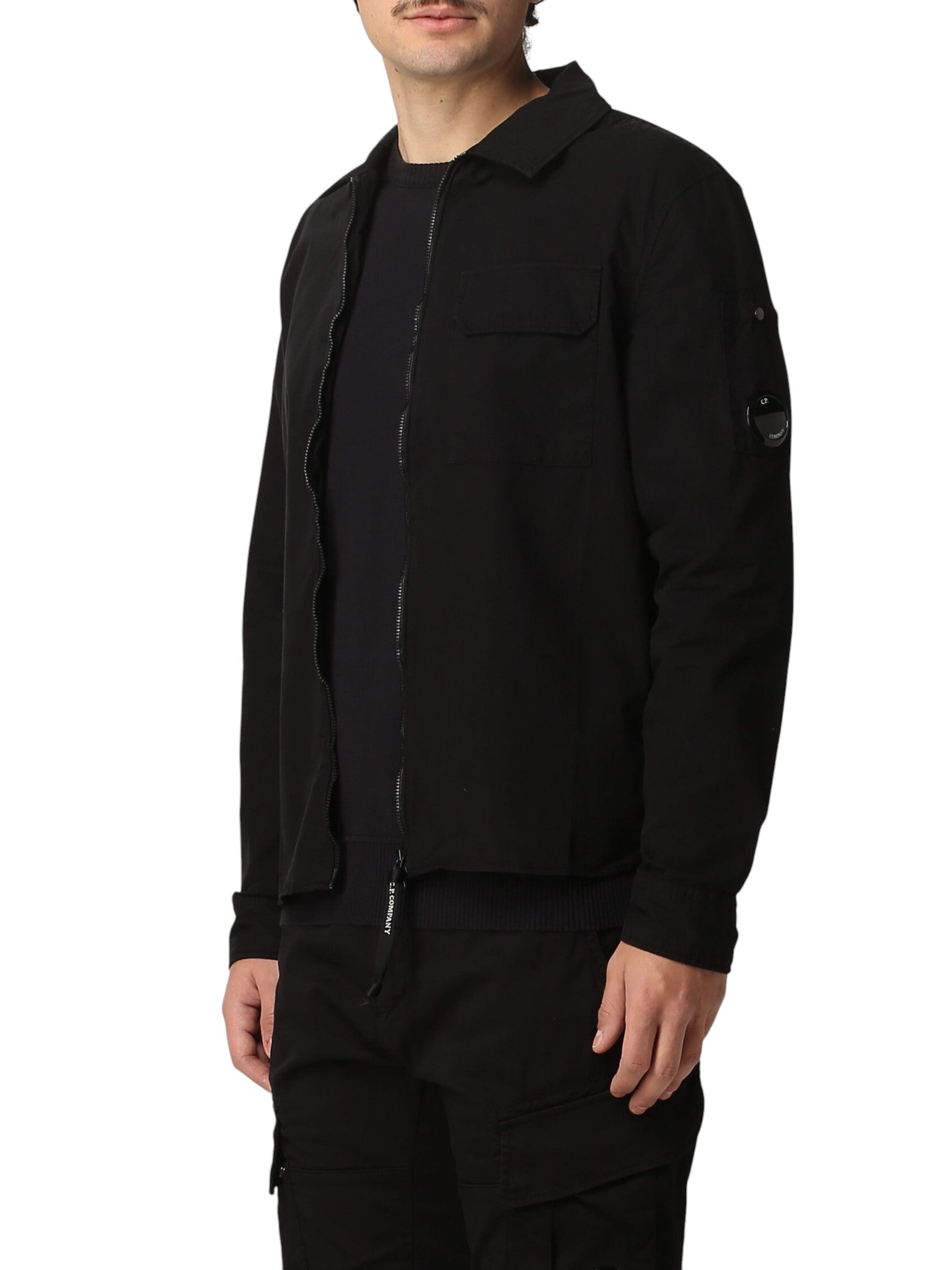 Сорочка C.P. Company Logo-Appliqued Cotton-Gabardine Jacket Black