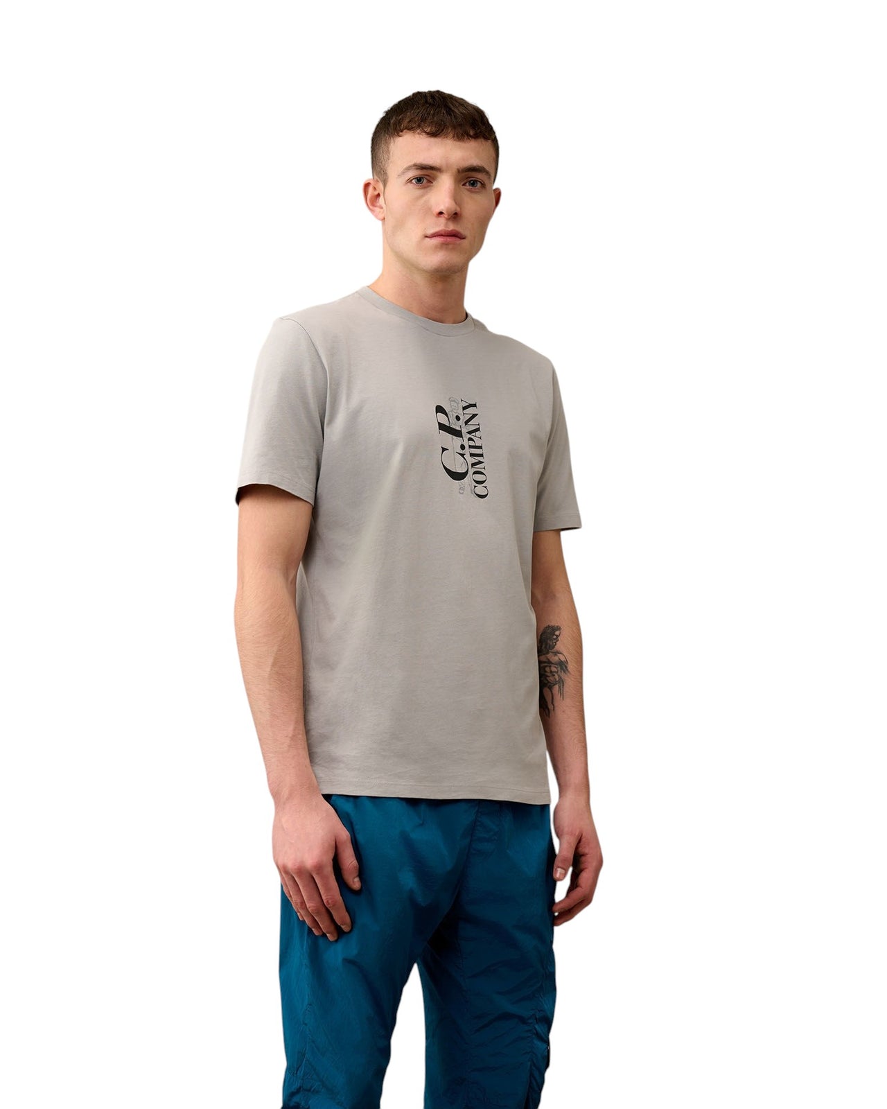 C.P. Company 30/1 Jersey British Sailor Logo T-Shirt Light Grey