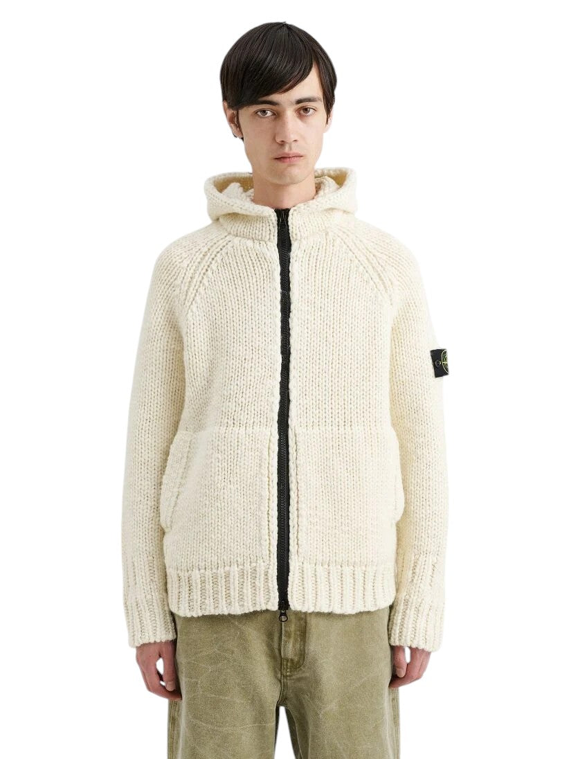 544D4 Hooded Knit Zip Cardigan Beige SI0247-BG